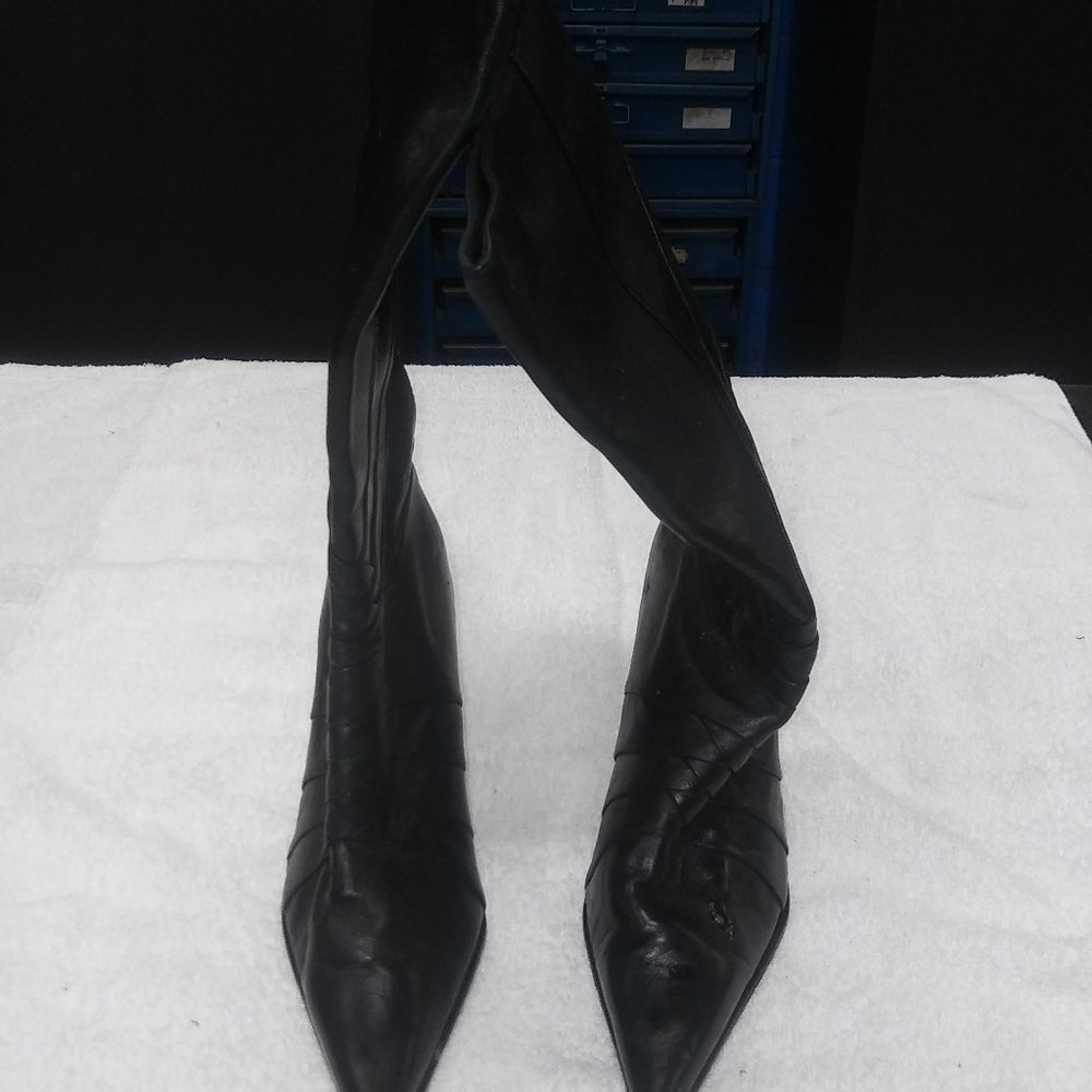 Aldo Ombre Black Leather High Heel Boots
